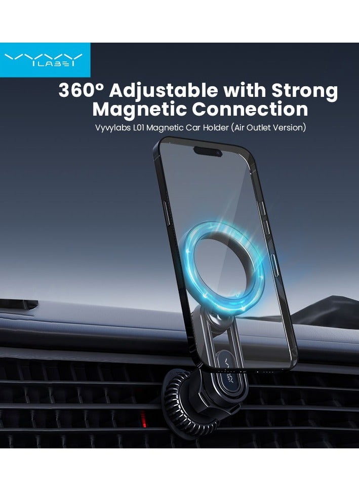 VYVYLABS حامل السيارة المغناطيسي Vyvylabs L01 (إصدار منفذ الهواء) باللون الأسود - Image 3