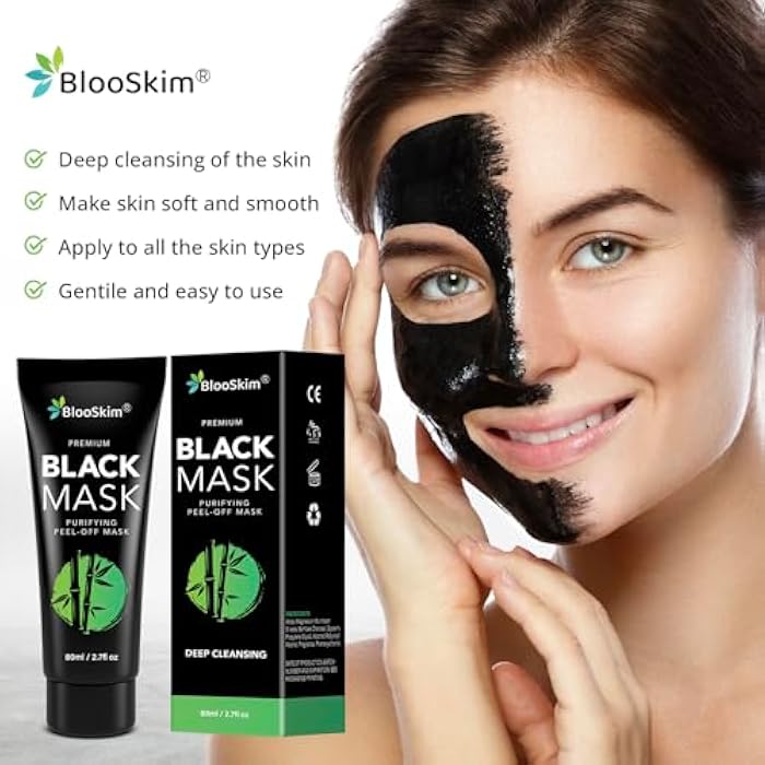 BlooSkim Blackhead Remover Mask, Charcoal Peel Off Face Mask, Blackhead Remover, Pore Cleaner for Men & Women, 2.7 fl oz - Image 2