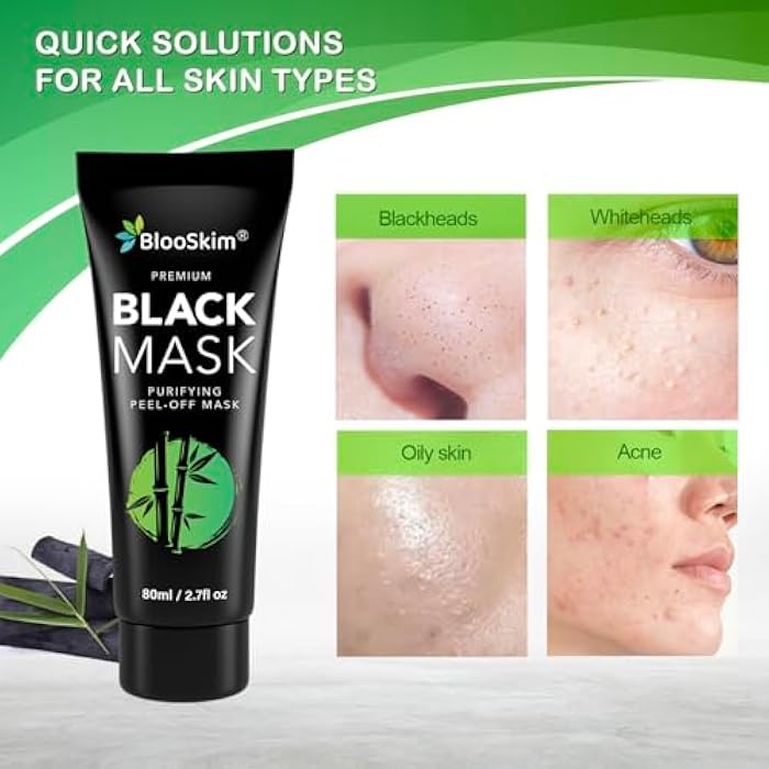 BlooSkim Blackhead Remover Mask, Charcoal Peel Off Face Mask, Blackhead Remover, Pore Cleaner for Men & Women, 2.7 fl oz - Image 3