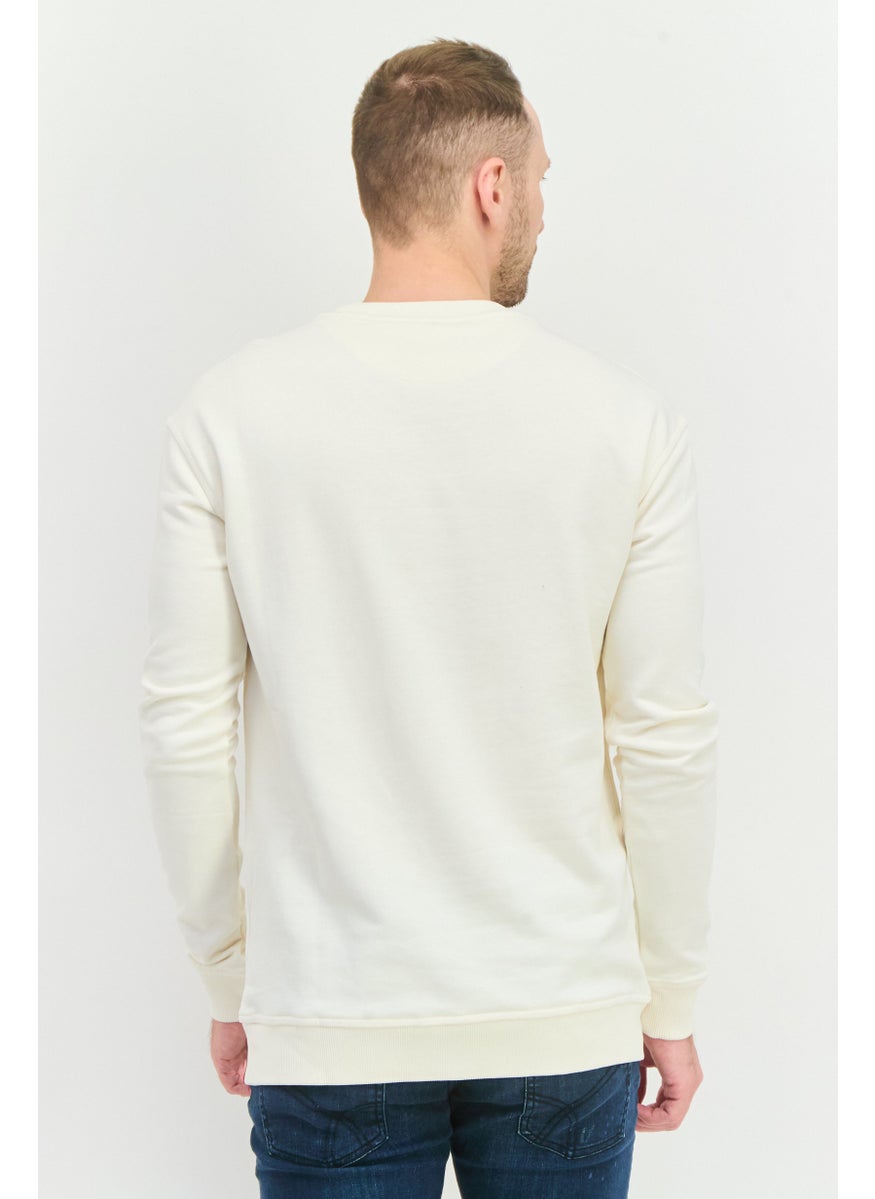 frankie morello - Men Crew Neck Printed Sweatshirts, Cream - Image 1
