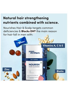 Man Matters Biotin Hair Gummies for Men | Strawberry Flavoured | Vitamin A, Vitamin C, Vitamin E & Zinc | Helps Reduce Hair Fall & Strengthen Nails | 100% Vegetarian | 60 Gummies - pzsku/Z1588B8CC7D1C562BEFA4Z/45/_/1737567387/690ca693-6e9a-4587-ba8b-5fc16b491faa