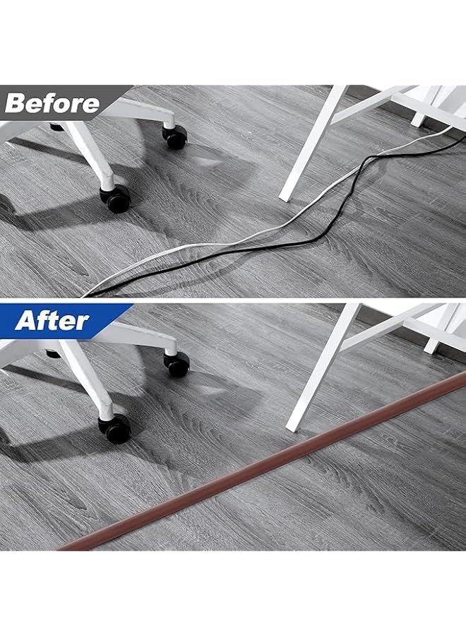 PROMASS 10FT Cord Cover Floor, Brown Cord Hider Floor, Extension Cable Cover Power Cord Protector Floor, Cable Management Hide Cords on Floor- Soft PVC Wire Covers - Cord Cavity: 0.47" (W) x 0.24" (H) - Image 3