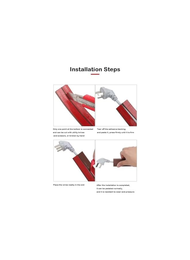 PROMASS 10FT Cord Cover Floor, Brown Cord Hider Floor, Extension Cable Cover Power Cord Protector Floor, Cable Management Hide Cords on Floor- Soft PVC Wire Covers - Cord Cavity: 0.47" (W) x 0.24" (H) - Image 5