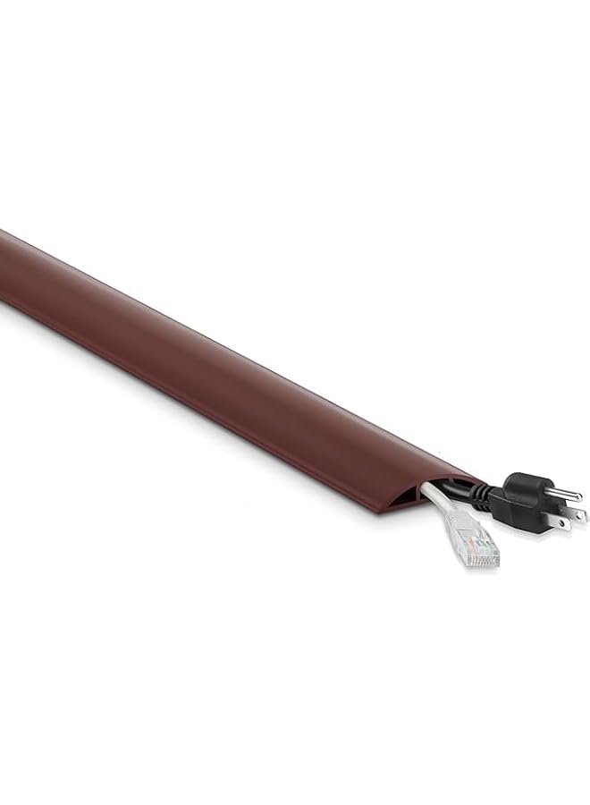 PROMASS 10FT Cord Cover Floor, Brown Cord Hider Floor, Extension Cable Cover Power Cord Protector Floor, Cable Management Hide Cords on Floor- Soft PVC Wire Covers - Cord Cavity: 0.47" (W) x 0.24" (H) - Image 1