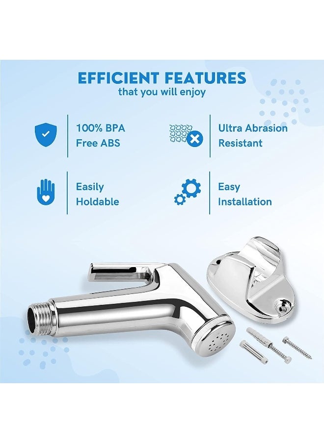 SAQOWARE Alsaqer Toilet Shattaf Set ( Plated) Handheld Bidet Sprayer with Adjustable Water Pressure Control, Wash Shattaf Toilet Spray, Bathroom Sprayer with Complete Accessories  - Image 5