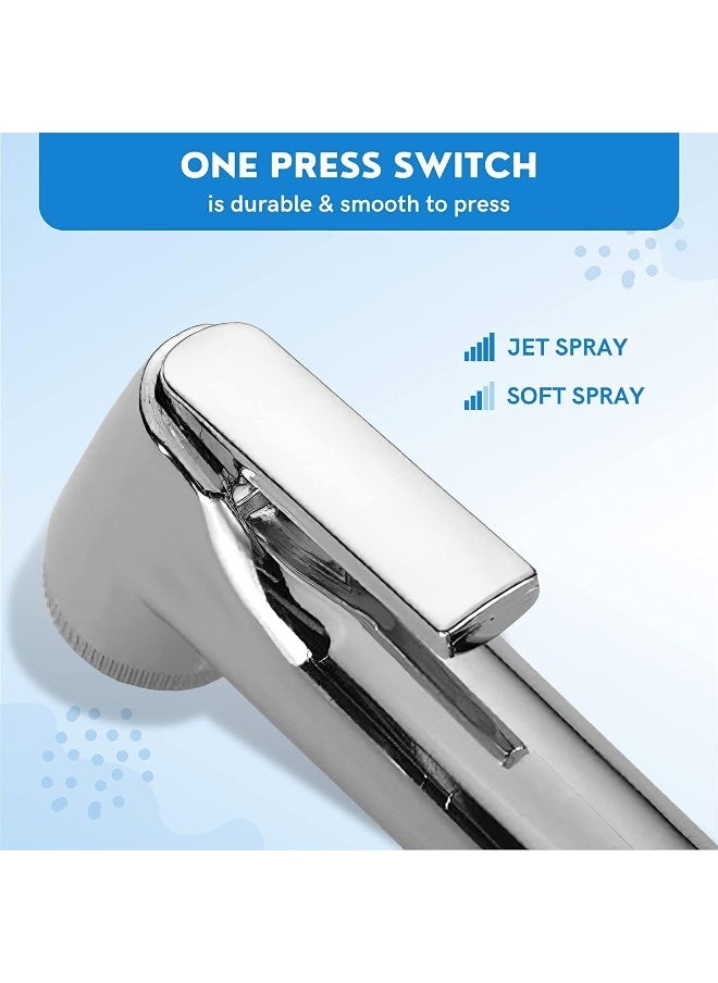 SAQOWARE Alsaqer Toilet Shattaf Set ( Plated) Handheld Bidet Sprayer with Adjustable Water Pressure Control, Wash Shattaf Toilet Spray, Bathroom Sprayer with Complete Accessories  - Image 2