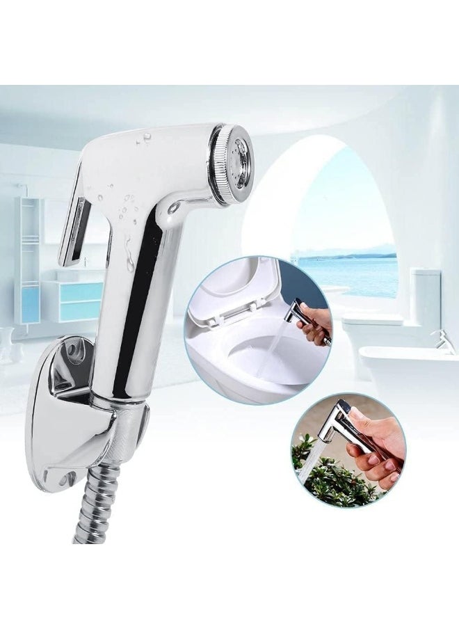 SAQOWARE Alsaqer Toilet Shattaf Set ( Plated) Handheld Bidet Sprayer with Adjustable Water Pressure Control, Wash Shattaf Toilet Spray, Bathroom Sprayer with Complete Accessories  - Image 4