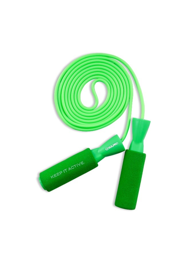 SOLPRO SF071 Jump Rope for Men, Women & Kids|Adjustable Length, TangleFree, Foam Handles|SweatResistant Grip|Ideal for Cardio, Fitness, CrossFit, HIIT, Weight Loss, Home & Gym Workouts (Green) - Image 1
