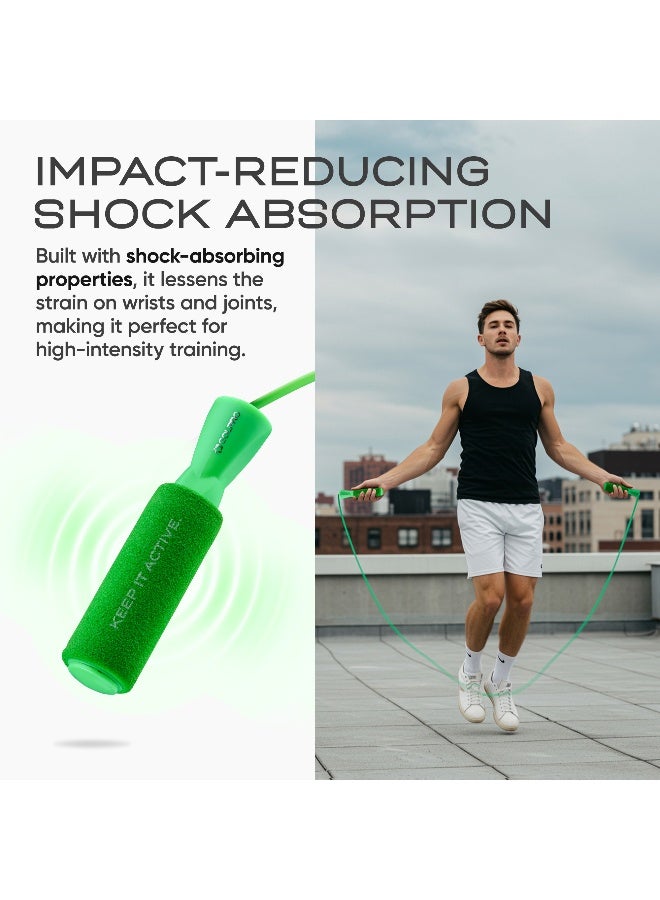 SOLPRO SF071 Jump Rope for Men, Women & Kids|Adjustable Length, TangleFree, Foam Handles|SweatResistant Grip|Ideal for Cardio, Fitness, CrossFit, HIIT, Weight Loss, Home & Gym Workouts (Green) - Image 4