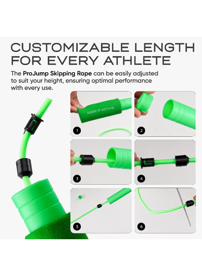 SOLPRO SF071 Jump Rope for Men, Women & Kids|Adjustable Length, TangleFree, Foam Handles|SweatResistant Grip|Ideal for Cardio, Fitness, CrossFit, HIIT, Weight Loss, Home & Gym Workouts (Green) - Image 5