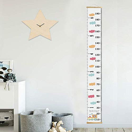 MinoMia Kids Growth Chart, Wood Frame Fabric Canvas Height Measurement Ruler from Baby to Adult for Child's Room Decoration 7.9 x 79in (7.9 x 79in, Colorful Cloud) - Image 4