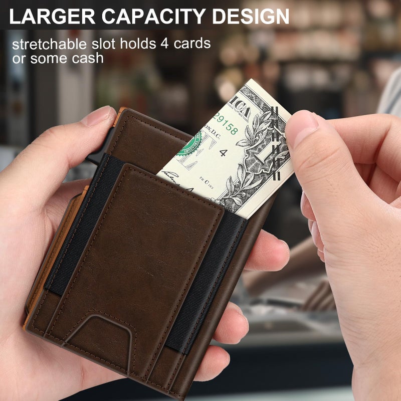 SEMORID Wallet for Men Wallet with Slim Pop Up Card Holder 9-13 Cards, Bifold Minimalist Smart Wallet RFID Blocking Credit Card Holder with ID Window & Stretchable Cash Slot Compact Metal Aluminum Card Case - Image 4