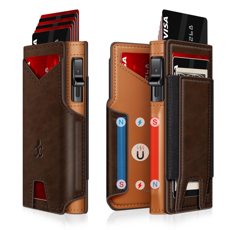 SEMORID Wallet for Men Wallet with Slim Pop Up Card Holder 9-13 Cards, Bifold Minimalist Smart Wallet RFID Blocking Credit Card Holder with ID Window & Stretchable Cash Slot Compact Metal Aluminum Card Case - Image 1