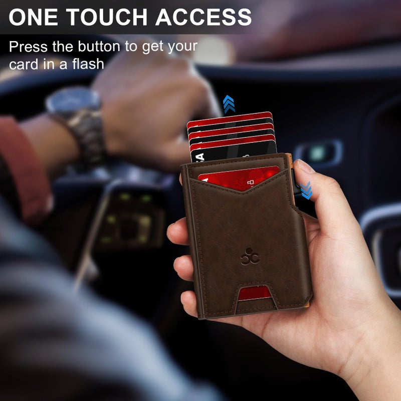 SEMORID Wallet for Men Wallet with Slim Pop Up Card Holder 9-13 Cards, Bifold Minimalist Smart Wallet RFID Blocking Credit Card Holder with ID Window & Stretchable Cash Slot Compact Metal Aluminum Card Case - Image 2