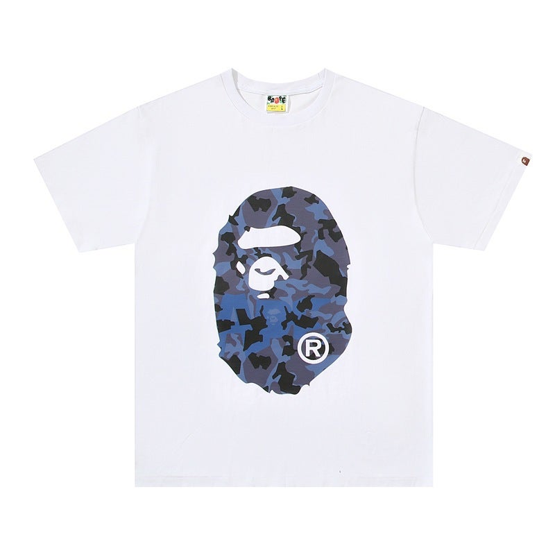 250 Grams Weight Correct Version Of The Tide Brand Bape Short Sleeve T-Shirt Men And Women Couples Loose Ape Head Half Sleeve - Image 1