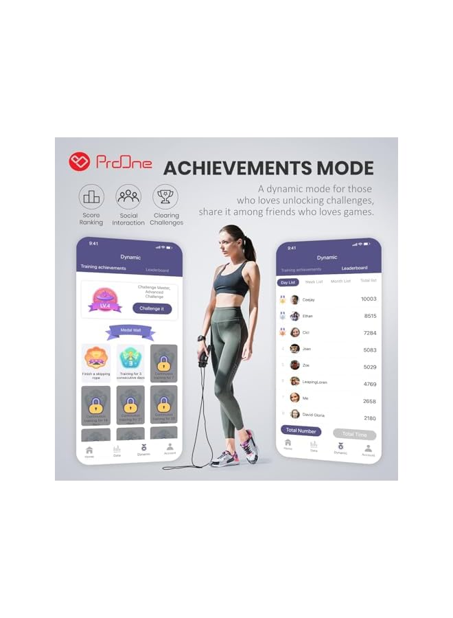 ProOne Pgh600 Smart Skipping Rope With Counter, Adjustable Wireless Skipping Rope, App Analysis Data, Fitness Skipping Rope Men Women Kids, Crossfit Training Equipment - Image 4