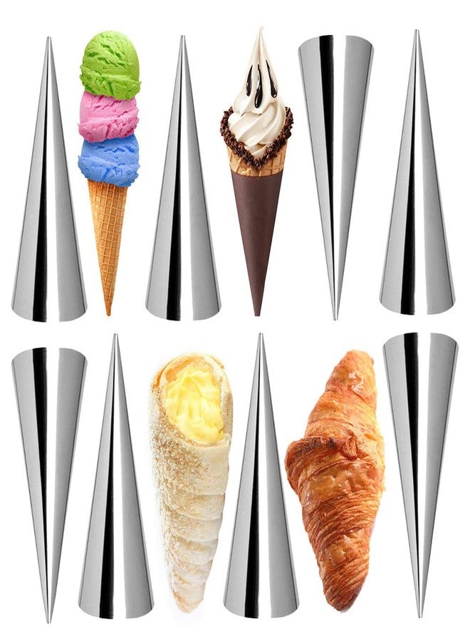Joyeee 10 Pieces Pastry Cream Horn Molds, Stainless Steel Cannoli Tubes Puff Waffle Cone Pastry Roll Horn, 5 Inch Large Size Croissant Mold Brioche Pans Kitchen Baking Tool, Pastry Baking Molds - Image 2