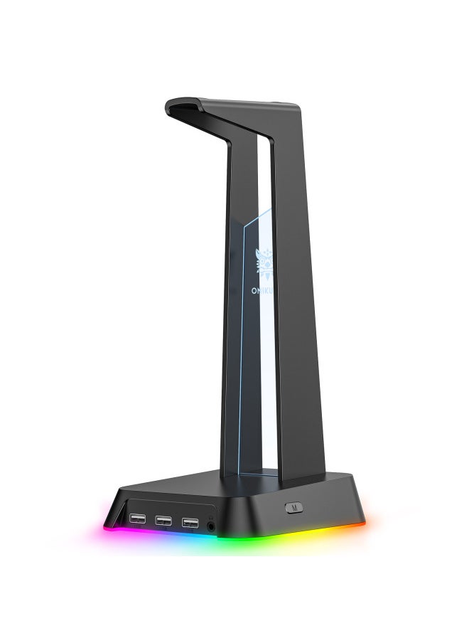 Generic ONIKUMA Headset Bracket RGB Luminous Storage Shelf Desktop Bracket USB Interface Pink-Color:St-2 Pink Rgb Bracket  - Image 1