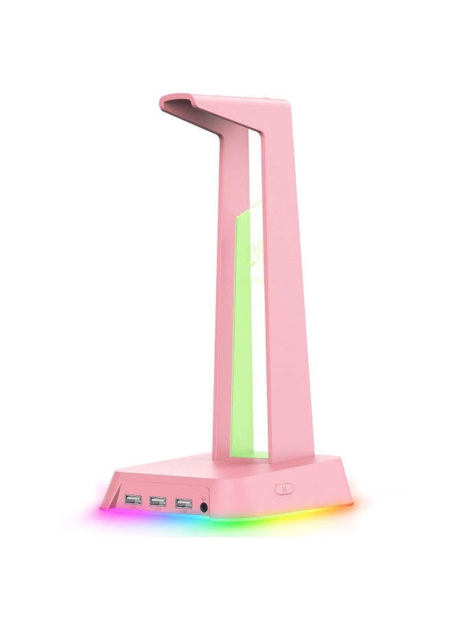 Generic ONIKUMA Headset Bracket RGB Luminous Storage Shelf Desktop Bracket USB Interface Pink-Color:St-2 Pink Rgb Bracket  - Image 4