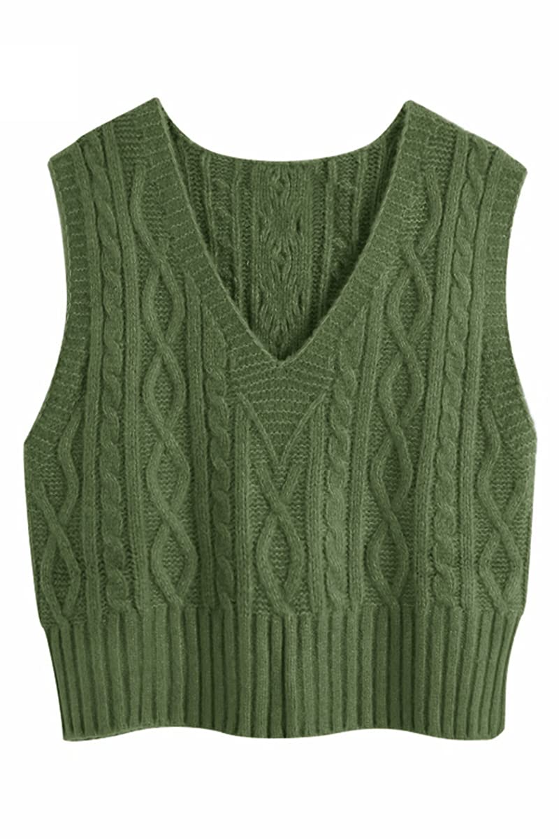 Aoysky Sweater Vest Women's V-Neck Sweater Tank Tops Pullover Cable Knit Vest Solid Color Sleeveless Loose Fit Sweater Top - Image 1