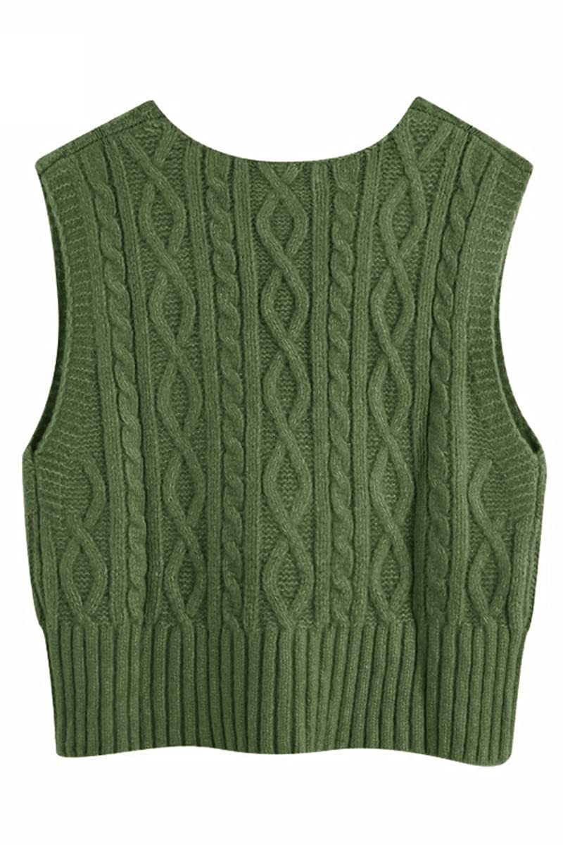 Aoysky Sweater Vest Women's V-Neck Sweater Tank Tops Pullover Cable Knit Vest Solid Color Sleeveless Loose Fit Sweater Top - Image 4