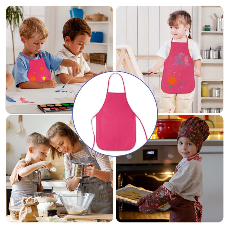 KUUQA 24 Pack Kids Art Aprons Bulk Rose Red Children Painting Aprons Art Smocks for Craft Kitchen Classroom Painting Party Supplies - Image 5