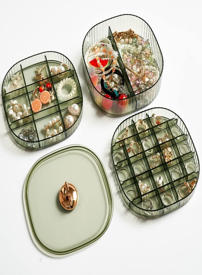 Sunkaioo Earring Organizer,Stackable 3-Layers Clear Jewelry Box with Lid,Stud Earring Organizer for Women Girls,Earring Box Display Holder for Earrings Ring Studs Bracelet Necklace Crafts(Green) - Image 1