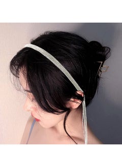 HONBAY 1Pcs 4 Row Rhinestone Headband Bling Crystal Tassel Headband Wedding Hairband Elegant Hair Jewelry For Women Party Hair Accessories  - Image 4