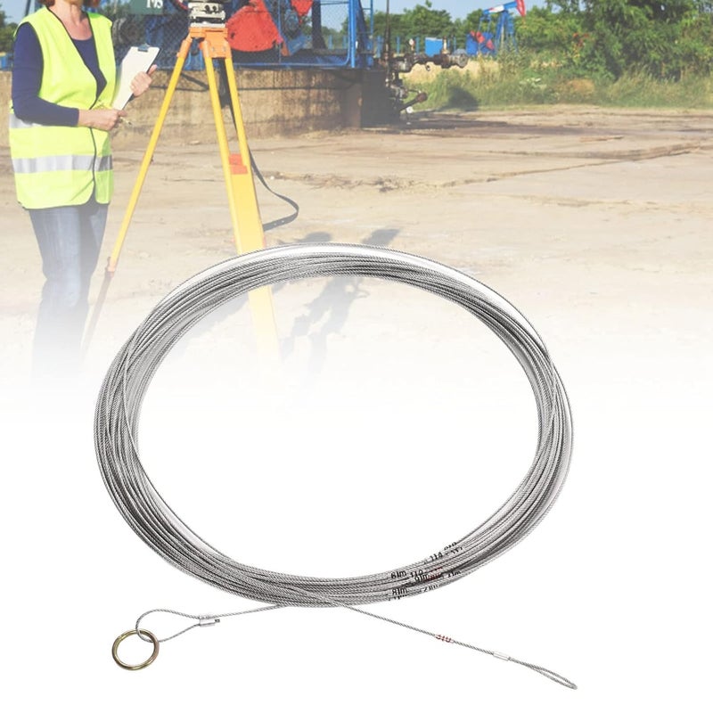 Steel Wire Measuring Rope, Construction Steel Wire Rope with Embedded Meter Scale, Flexible and Durable Measuring Cord for Well Depth, Farmland, Railway and Engineering Surveying (30m/98.4ft) - Image 5
