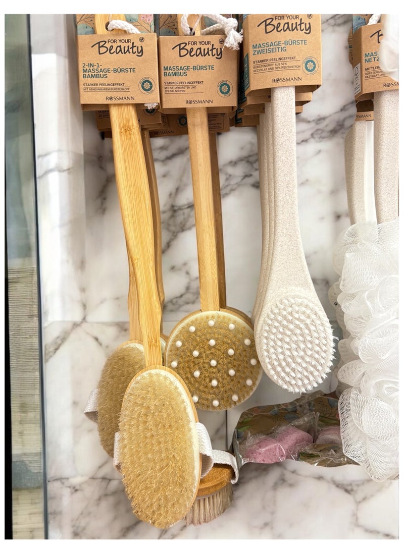 ROSSMANN - German Brand, Massage brush two-sided, High quality, Long Handle Body Brush, Bath Body Brush, Shower Brush Body Scrubber, Back Scrubber,  Back brush - Image 1