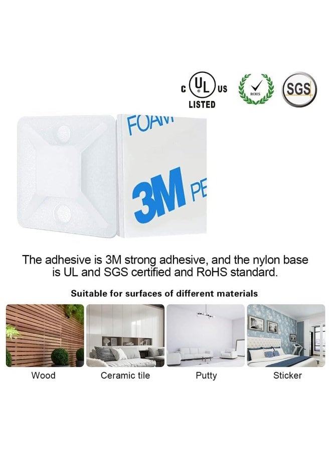 جيه زد اس حاملات كابلات JZS ذاتية اللصق مع مشابك سلك ربط متعددة الأغراض مع فتحة لولبية، 100 × حامل 25 × 25 مم و500 × رابط كابل 2.8 × 200 مم، أبيض - Image 5