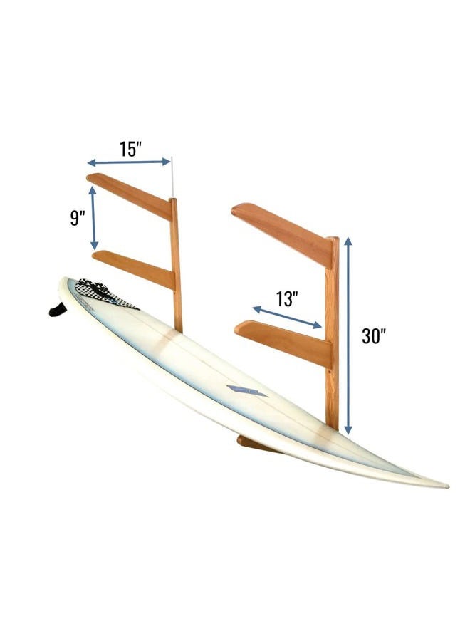 StoreYourBoard Timber Surfboard Wall Rack, Holds 3 Surfboards, Wood Home Storage Mount System, Garage Hanging Organizer Natural - Image 3