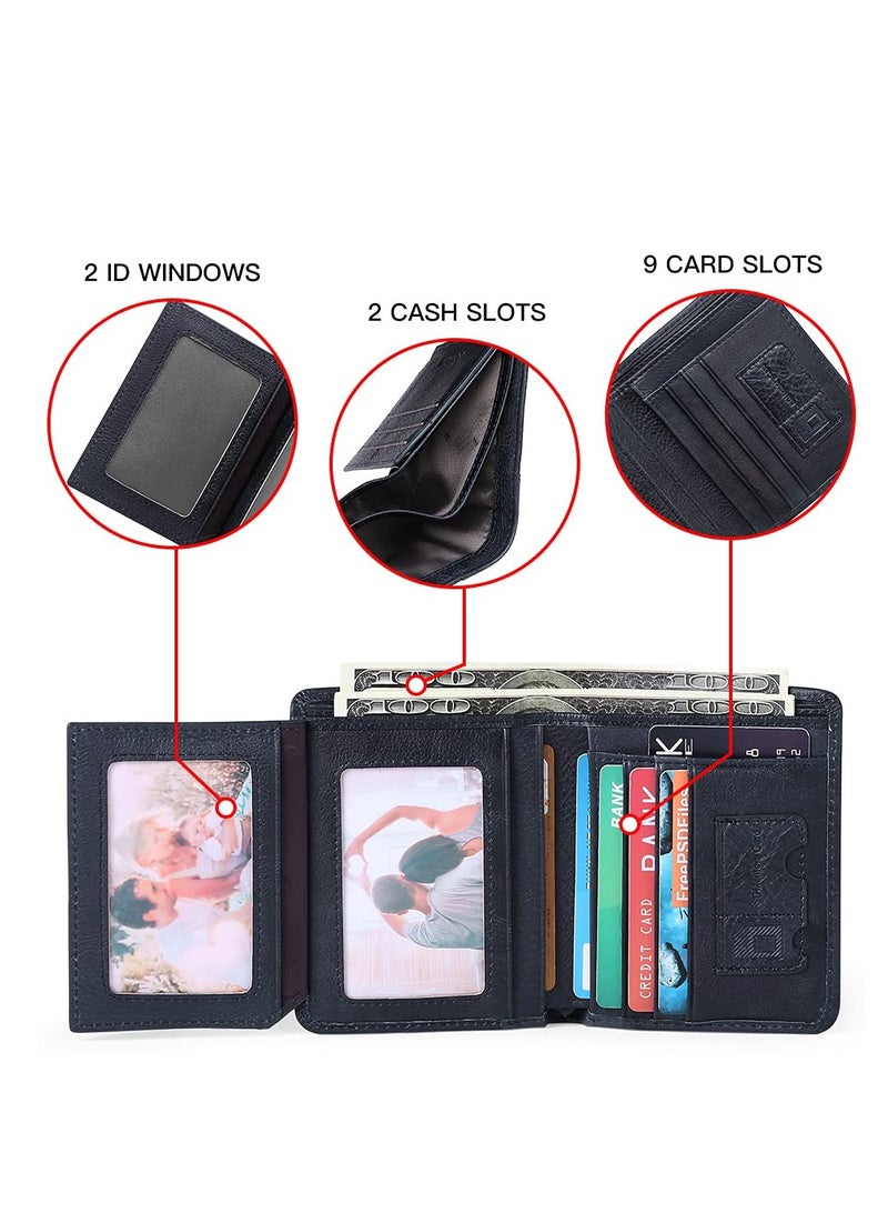 Excefore محفظة نحيفة للرجال، محفظة جلدية نحيفة بجيب أمامي RFID للرجال والنساء، محفظة ثلاثية الطي من الجلد الطبيعي RFID مع نافذة لبطاقة الهوية - Image 3
