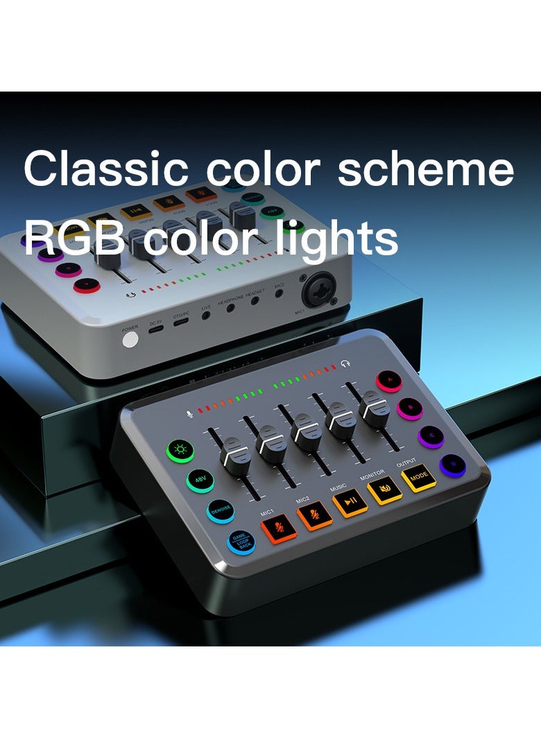 خلاط صوتي للألعاب بدقة عالية واجهة صوت قابلة للشحن خلاط RGB مع واجهة ميكروفون XLR طاقة فانتوم 48V للبودكاست/التسجيل - Image 2