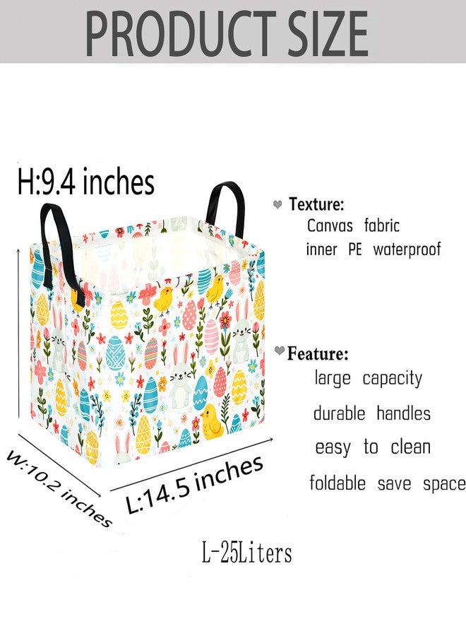KUNRO Easter Eggs Basket Gift Storage Basket Rectangle Storage Bin Organizer for Home Nursery Hamper Bedroom Laundry Hamper Shelf Baskets. - Image 2