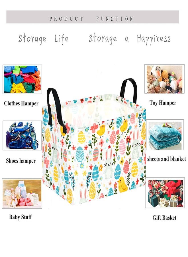 KUNRO Easter Eggs Basket Gift Storage Basket Rectangle Storage Bin Organizer for Home Nursery Hamper Bedroom Laundry Hamper Shelf Baskets. - Image 3