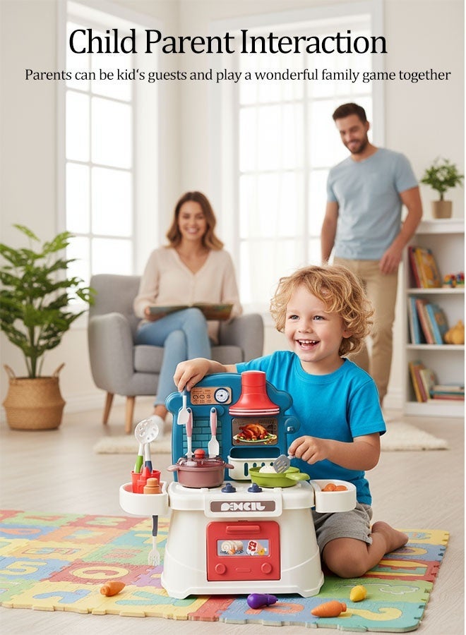 Kitchen Playset, Kid Play Kitchen Toy,Lightweight Pretend Toddler Kitchen Playset for Girls Boys ,Mini Kitchen Set for Real Cooking,Separable Design Kids Pretend Kitchen Toys with Food,Knife and Pot, Role Play Cookware Indoor DIY Toy Set, Play House Toys Set,Mini Kitchen Playset Toy For 3 4 5 6 Years Old - Image 4