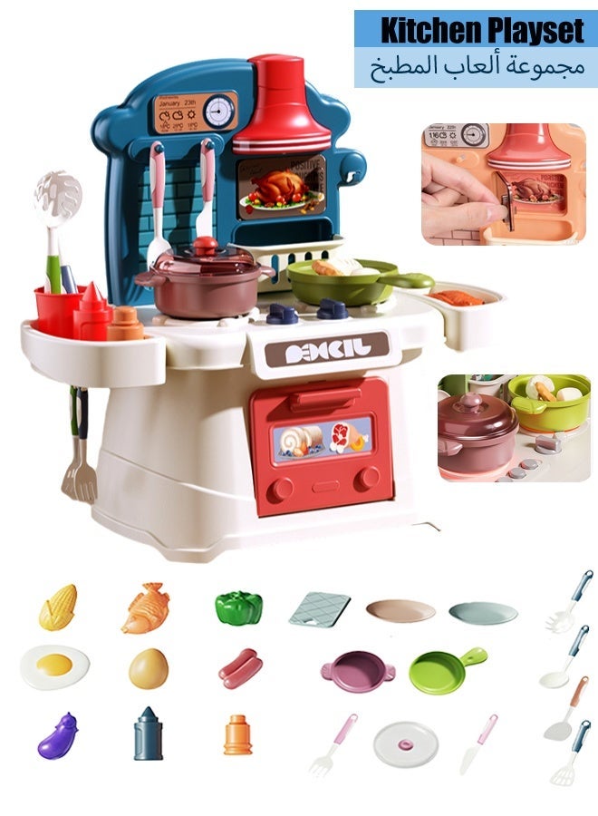 Kitchen Playset, Kid Play Kitchen Toy,Lightweight Pretend Toddler Kitchen Playset for Girls Boys ,Mini Kitchen Set for Real Cooking,Separable Design Kids Pretend Kitchen Toys with Food,Knife and Pot, Role Play Cookware Indoor DIY Toy Set, Play House Toys Set,Mini Kitchen Playset Toy For 3 4 5 6 Years Old - Image 1