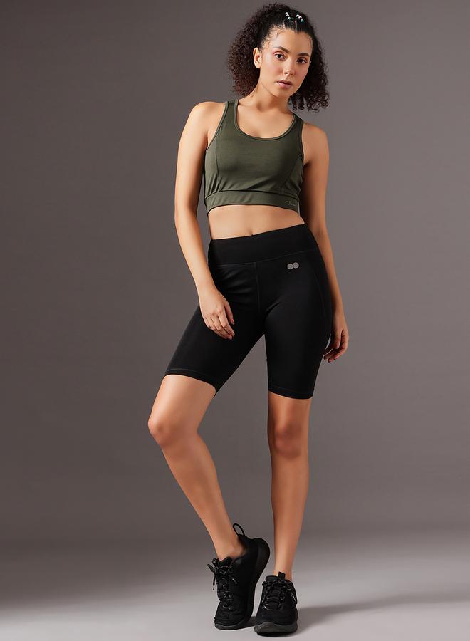 Clovia Black Solid High-Rise Cycling Shorts - Image 1