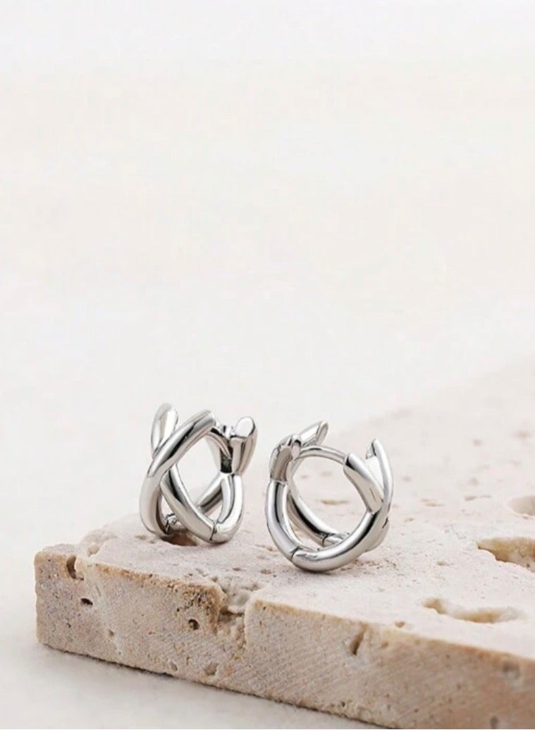 Equal Amazing Small Silver Stainless Steel Earrings For Women - Image 2