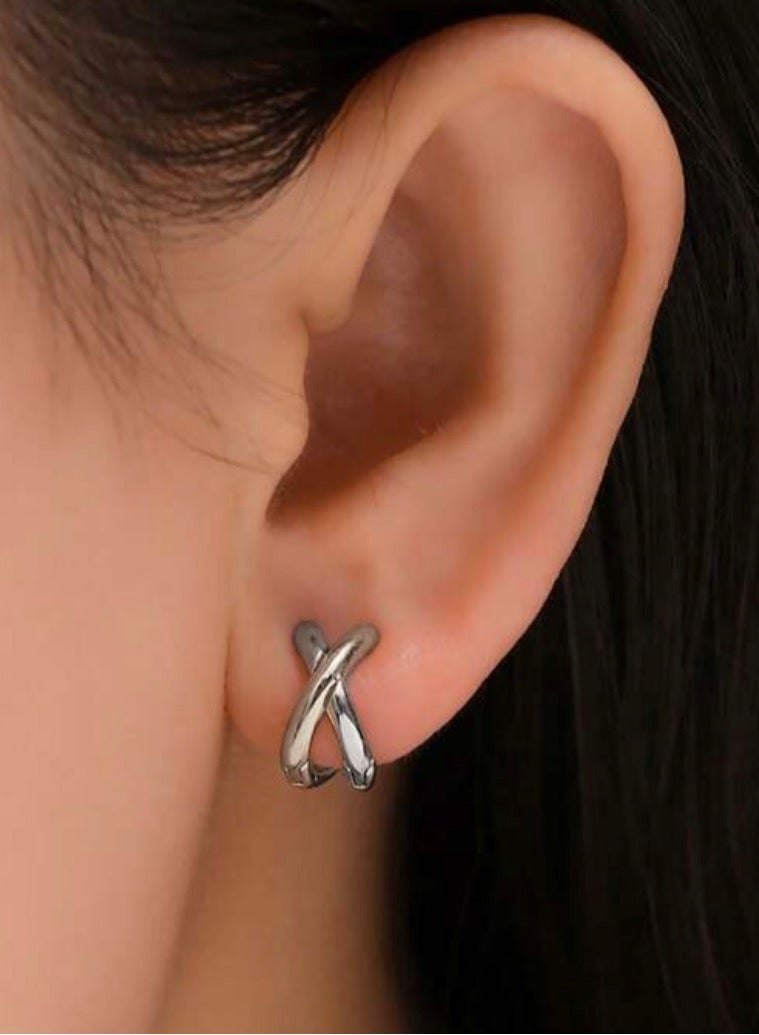 Equal Amazing Small Silver Stainless Steel Earrings For Women - Image 1