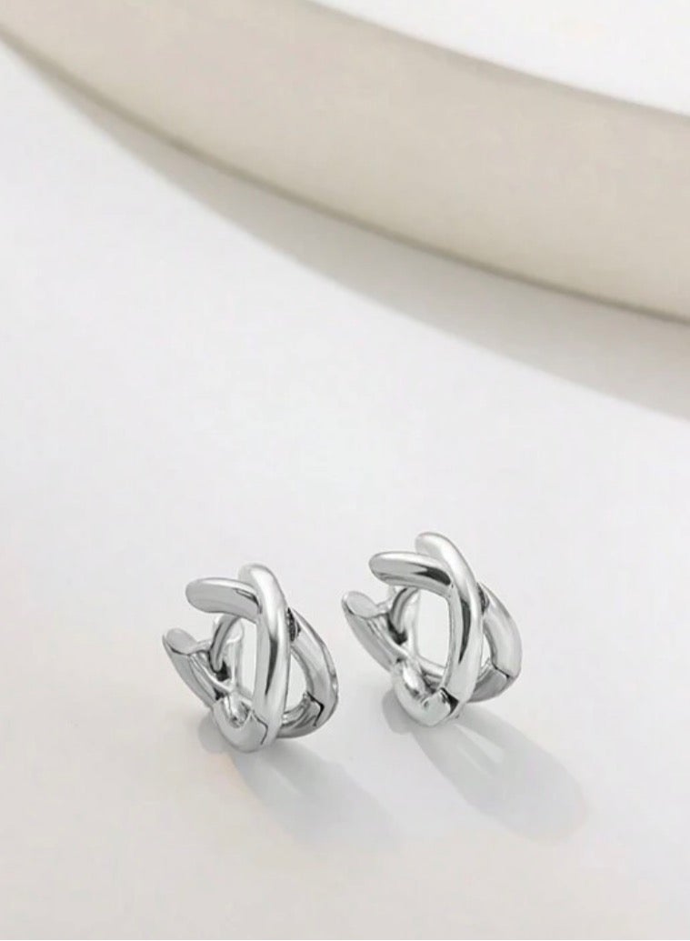 Equal Amazing Small Silver Stainless Steel Earrings For Women - Image 3