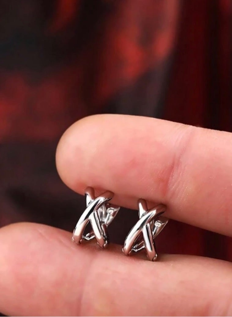 Equal Amazing Small Silver Stainless Steel Earrings For Women - Image 4