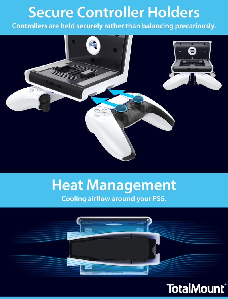 TotalMount Wall Mount for All PS5 Models â€“ Bonus: Holds Two Controllers (Compatible with All PS5 Models Including Slim, Pro, and Original) - Image 5