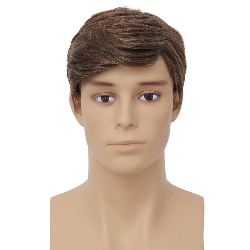 Dai Cloud Mens Short Brown Wig Layered Fluffy Synthetic Hair Male Wigs Daily and Halloween Wig - Image 2