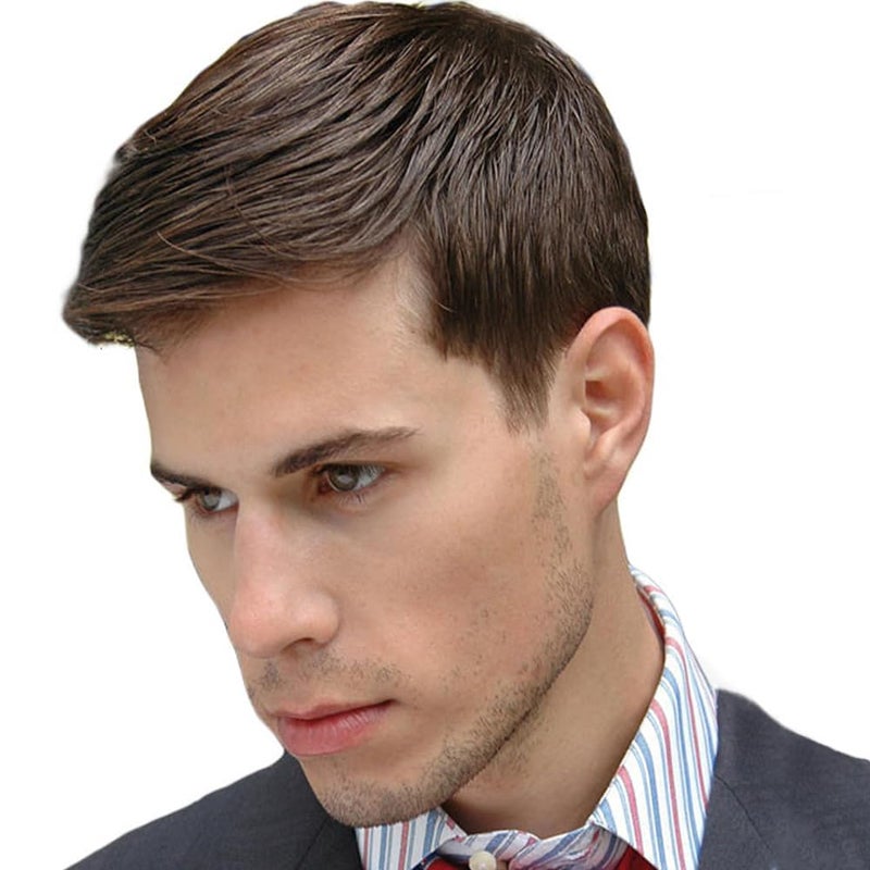 Dai Cloud Mens Short Brown Wig Layered Fluffy Synthetic Hair Male Wigs Daily and Halloween Wig - Image 1