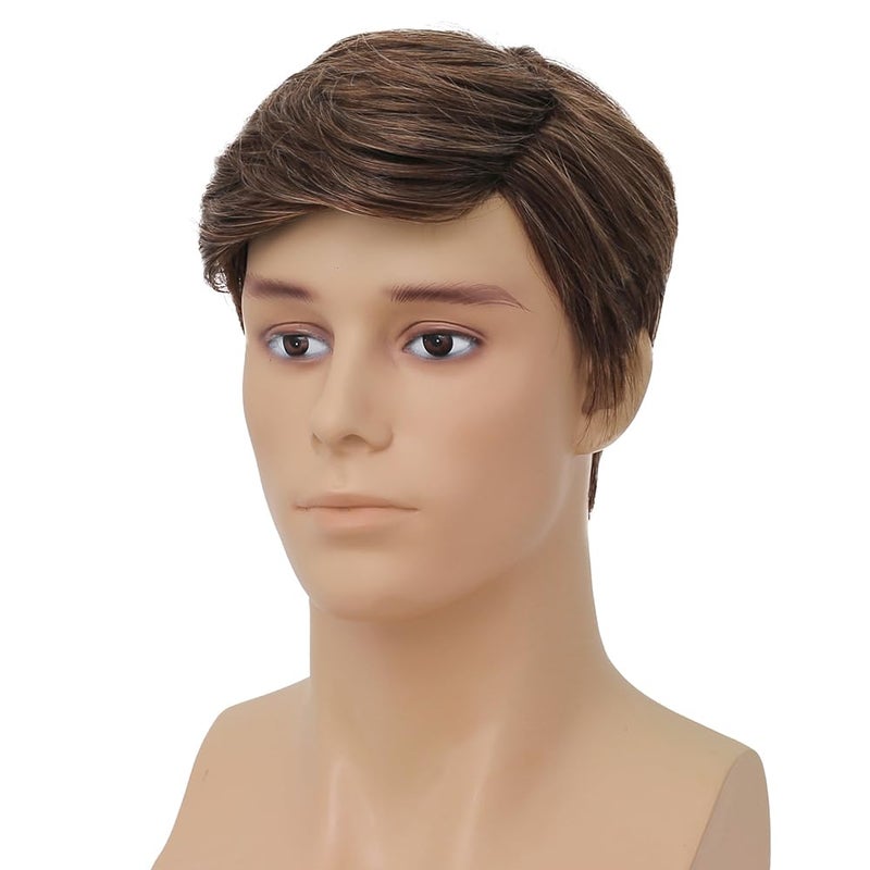 Dai Cloud Mens Short Brown Wig Layered Fluffy Synthetic Hair Male Wigs Daily and Halloween Wig - Image 3