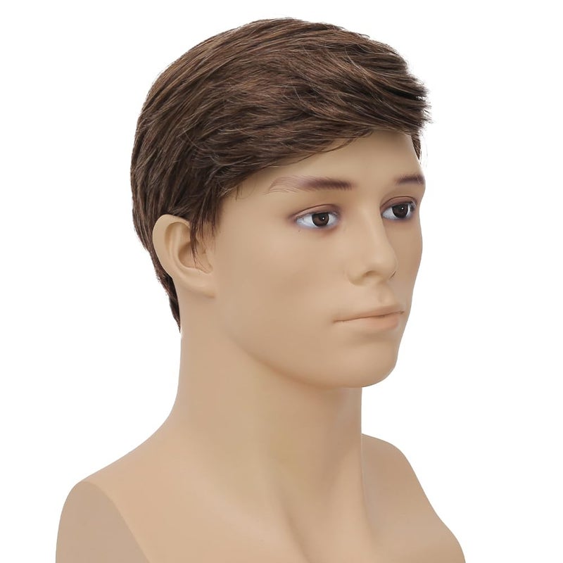 Dai Cloud Mens Short Brown Wig Layered Fluffy Synthetic Hair Male Wigs Daily and Halloween Wig - Image 4