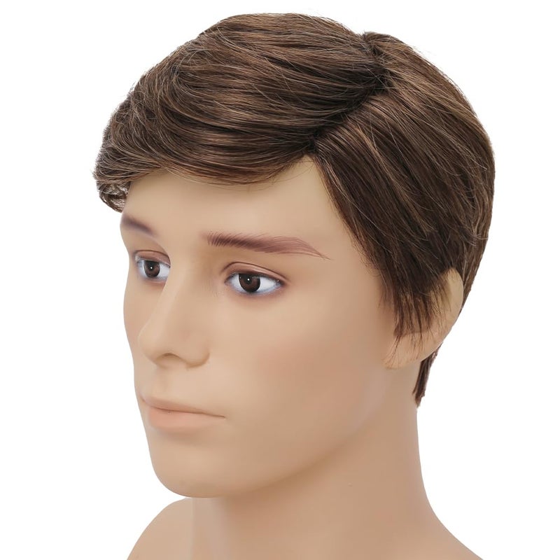 Dai Cloud Mens Short Brown Wig Layered Fluffy Synthetic Hair Male Wigs Daily and Halloween Wig - Image 5