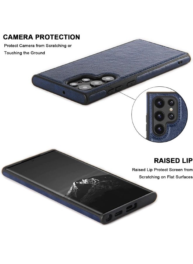 Mikki - Samsung Galaxy S24 Ultra Cover, Vegan Leather Protective Case for Samsung S24 Ultra 5G 6.8‘’, Luxury, Elegant and Beautiful Design Cover, Non-Slip Vintage Looking Perfect Leather Back Cover(Blue) - Image 1